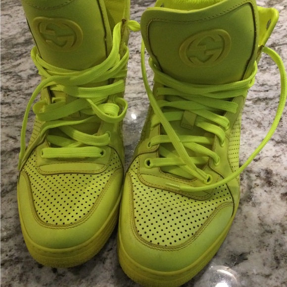 Gucci Neon Yellow Athletic Shoes
